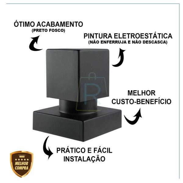 Imagem de Acabamento Para Registro Chuveiro 100% Metal Padrão Docol Preto Fosco Baixo Quadrado + Conversor Cód. 6251