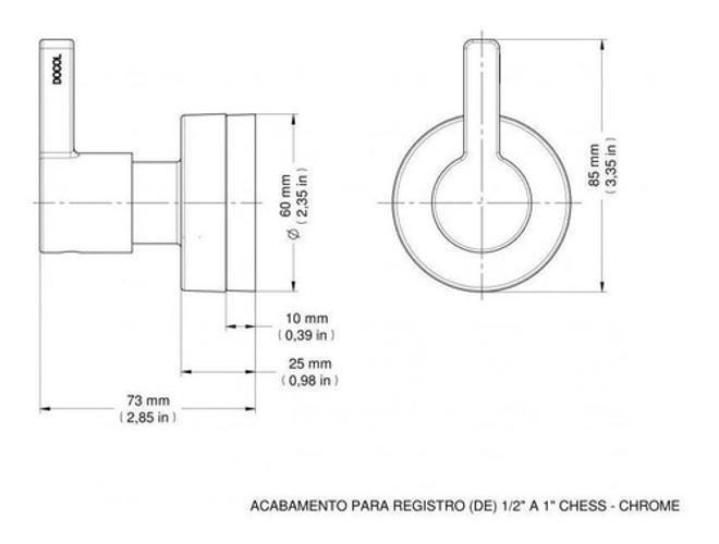 Imagem de Acabamento Para Registro Docol Chess 1/2 A 1 Cromado