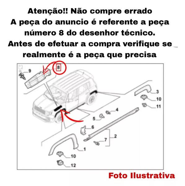 Imagem de Acabamento Paralama Jeep Renegade 2015 2016 2017 2018 2019 2020 2021 2022 2023 Lado Esquerdo Original