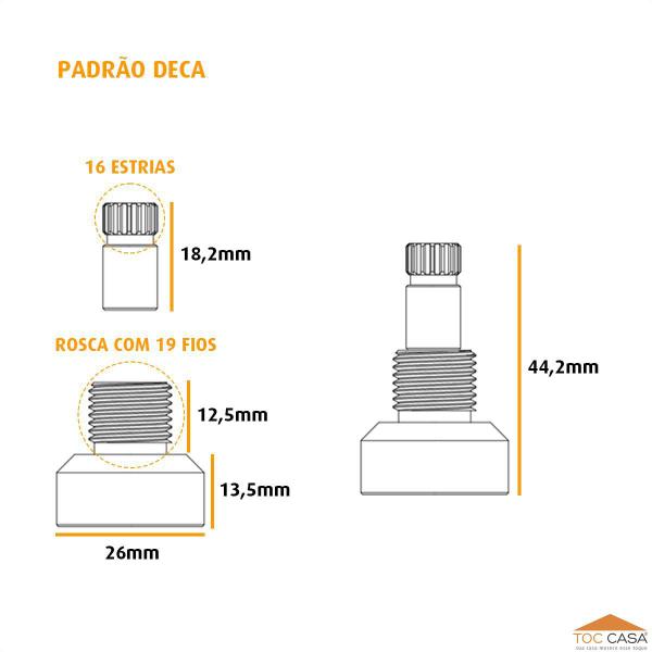 Acabamento Registro 1/2 à 1 Padrão Deca + Conversor Docol - TDG Imagem de Acabamento Registro 1/2 à 1 Padrão Deca + Conversor Docol