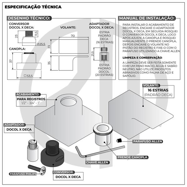 Imagem de Acabamento Registro Alavanca Dourado Brilhante Padrão Docol