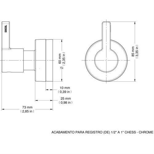 Imagem de Acabamento Registro Base Deca Similares Chess 1/2"/3/4" e 1" Cromado Docol 00666206