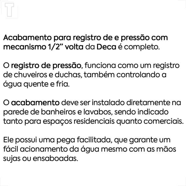 Acabamento registro deca level 4916.c26.pq 1/2 e 3/4 pressao cromado Imagem de Acabamento registro deca level 4916.c26.pq 1/2 e 3/4 pressao cromado