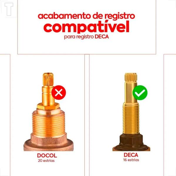 Acabamento registro deca level 4916.c26.pq 1/2 e 3/4 pressao cromado Imagem de Acabamento registro deca level 4916.c26.pq 1/2 e 3/4 pressao cromado