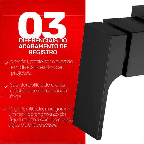 Imagem de Acabamento registro deca unic 4900.bl90.pq.mt 1/2 e 3/4 gaveta black matte