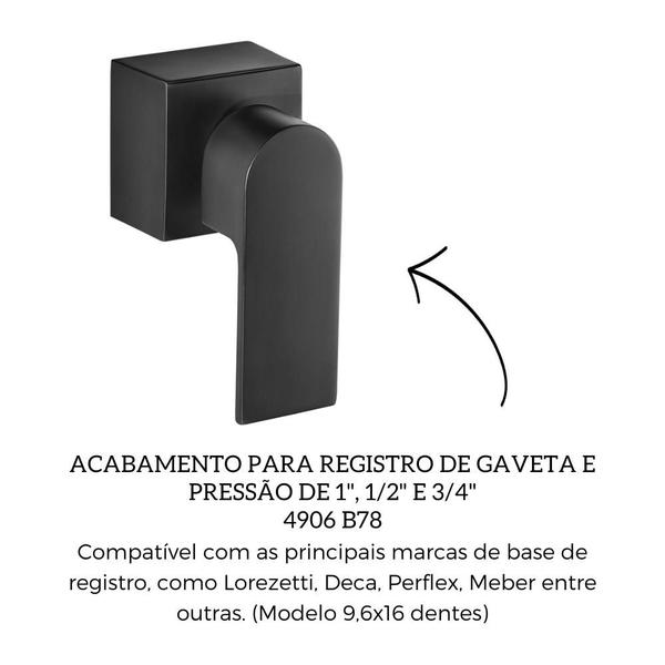 Imagem de Acabamento Registro Gaveta Pressão Like 3/4 Preto Lorenzetti