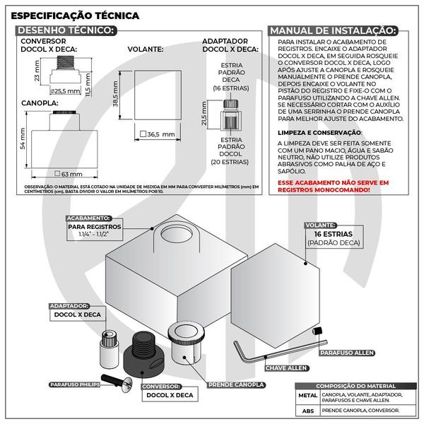 Imagem de Acabamento Registro Geral Chuveiro 50mm 1.1/2 1.1/4 Quadrado Rose Gold Brilhante Banheiro Padrão Docol