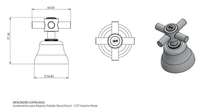 Imagem de Acabamento Registro Metal Cr padrão Deca/Docol c37 Blukit