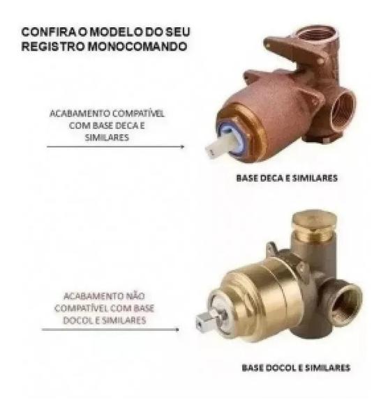 Imagem de Acabamento Registro Mono Comando Quadrado Base Deca Dourado