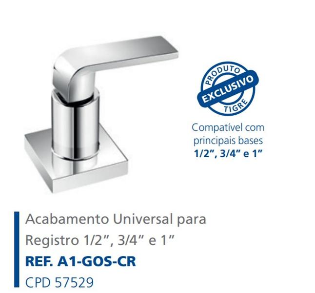 Imagem de Acabamento Registro Pres/gav. Goa Slim Universal Tigre 57529