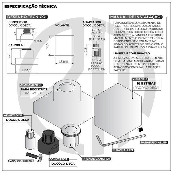 Imagem de Acabamento Registro Quadrado Rose Gold Banheiro Chuveiro Docol