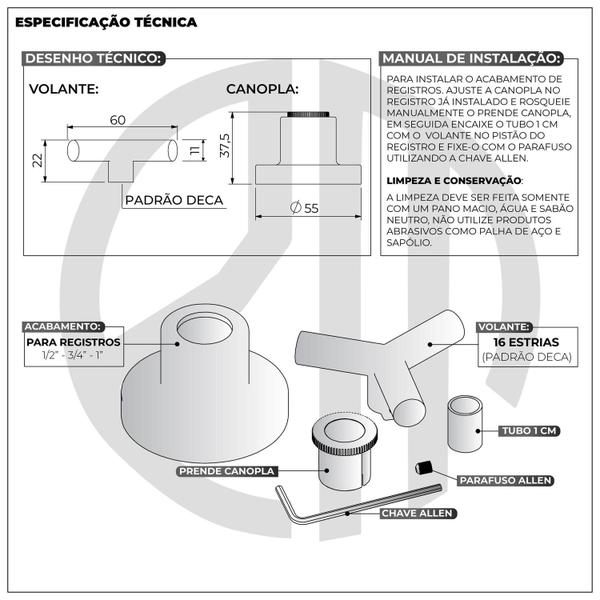 Imagem de Acabamento Registro Rose Gold Fosco Banheiro Padrão Deca 3/4 C55