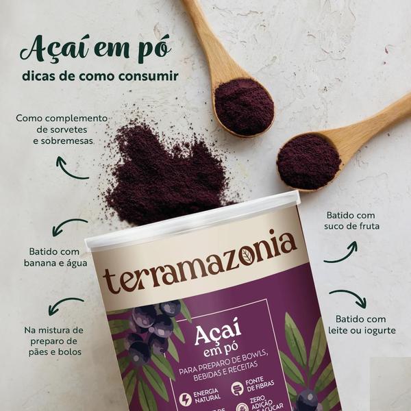 Imagem de Açaí em Pó Terramazonia   Energia Natural  Fonte de Fibras e Antioxidantes  200g