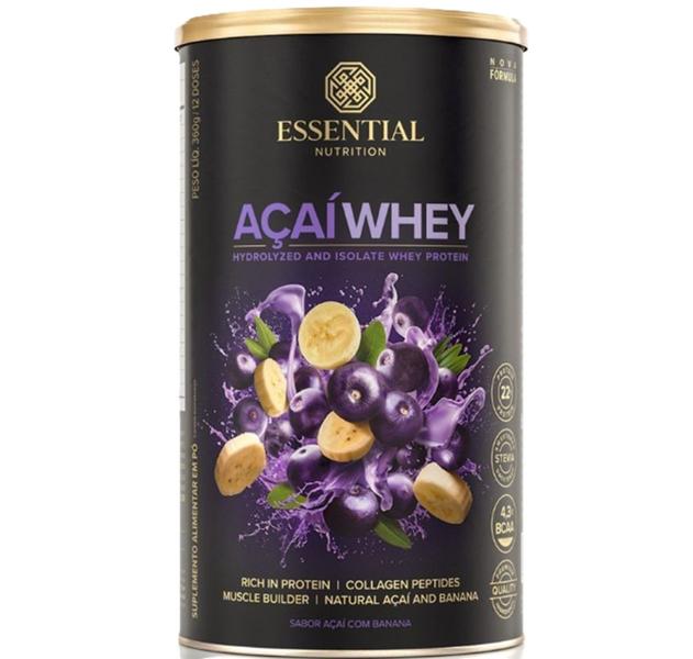 Açaí Whey Protein Iso Hidro 360g Essential Nutrition Imagem de Açaí Whey Protein Iso Hidro 360g Essential Nutrition