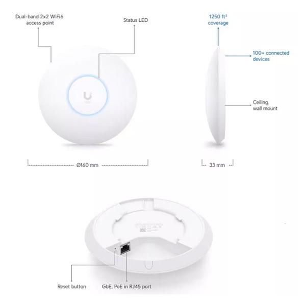 Imagem de Access Point Ap Unifi Wifi 6 Dual Band 3.0Gbps U6 Plus U6+ Ubiquiti