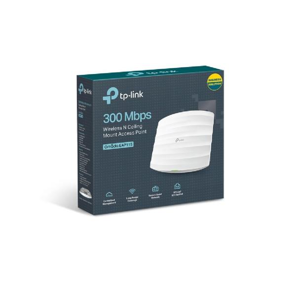 Imagem de Access Point Teto TP-Link EAP115 Wireless 300Mbps Com 2 Antenas Internas 3dBi