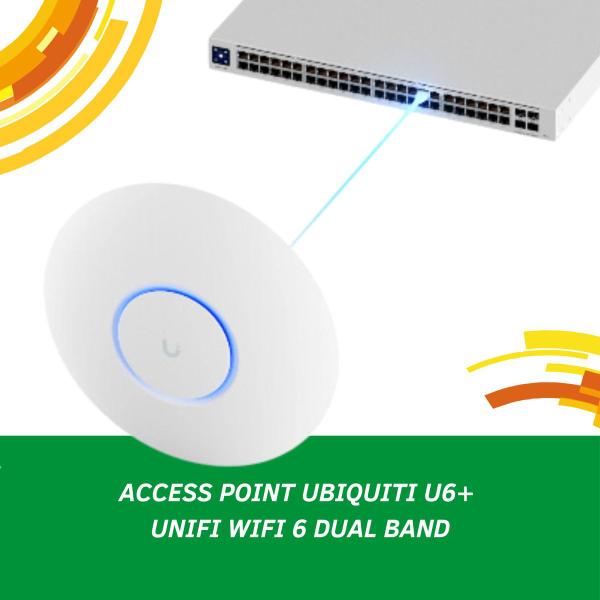 Imagem de Access Point Ubiquiti Unifi U6+ Plus + Fonte Poe Kit C 2uni