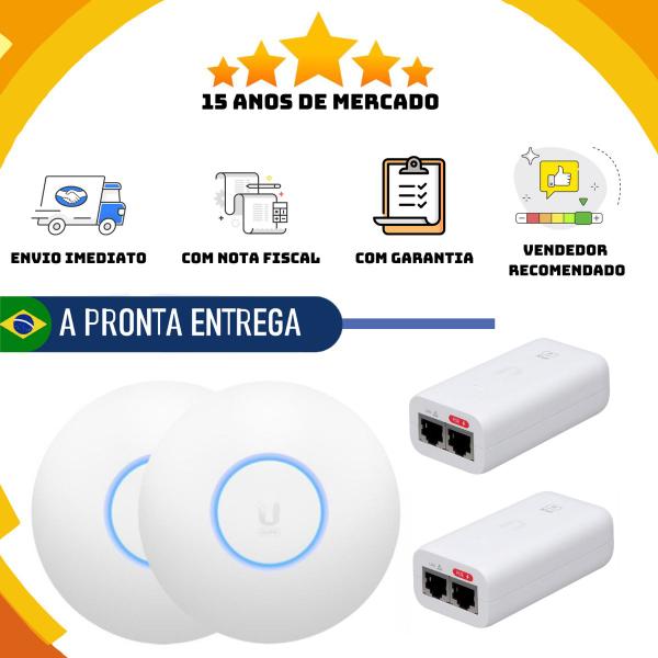 Imagem de Access Point Ubiquiti Unifi U6+ Plus + Fonte Poe Kit C 2uni