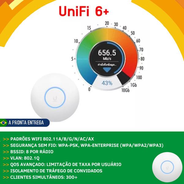 Imagem de Access Point Ubiquiti Unifi U6+ Plus + Fonte Poe Kit C 2uni