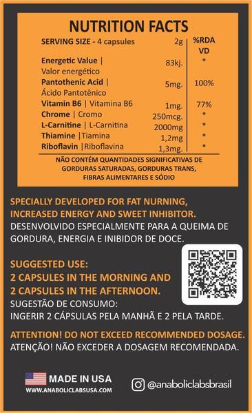 Imagem de Acelerador de metabolismo l-carnitina 2000mg - 120 cápsulas - 60 doses - anabolic labs