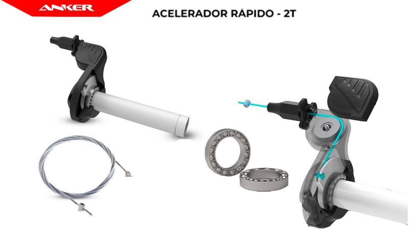 Imagem de Acelerador Punho Rapido C/ Rolamento 2T e 4T Universal Anker