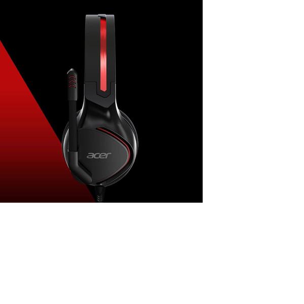 Imagem de ACER Headset Gamer Nitro Arco Ajustável, alto falantes posicionais e microfone Omnidirecional, Preto com vermelho