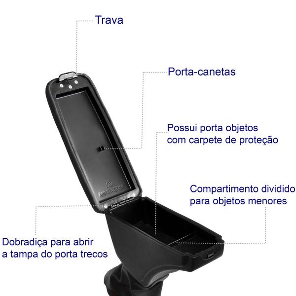 Imagem de Acessório Apoio de Braço Fiat Palio 1996 a 2012 Descanso Engate Curvo