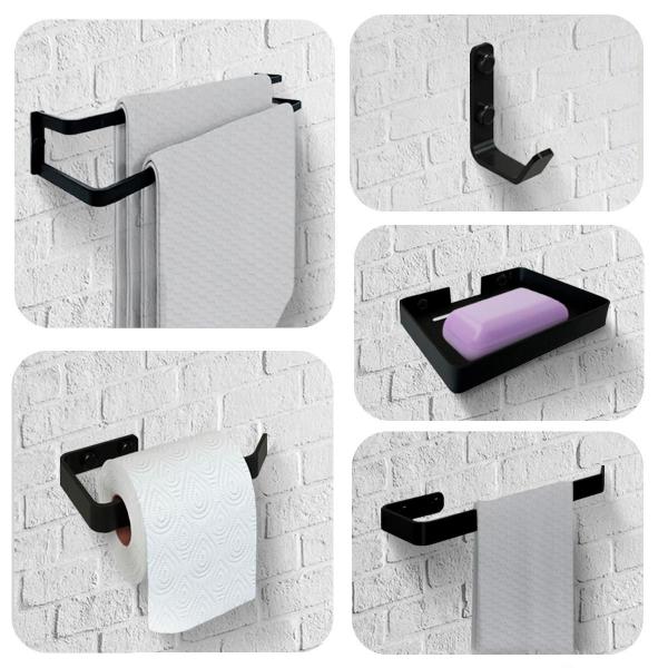 Acessórios Banheiro 5 Peças Toalheiro Duplo Supremo 60Cm - Belo Lar Imagem de Acessórios Banheiro 5 Peças Toalheiro Duplo Supremo 60Cm