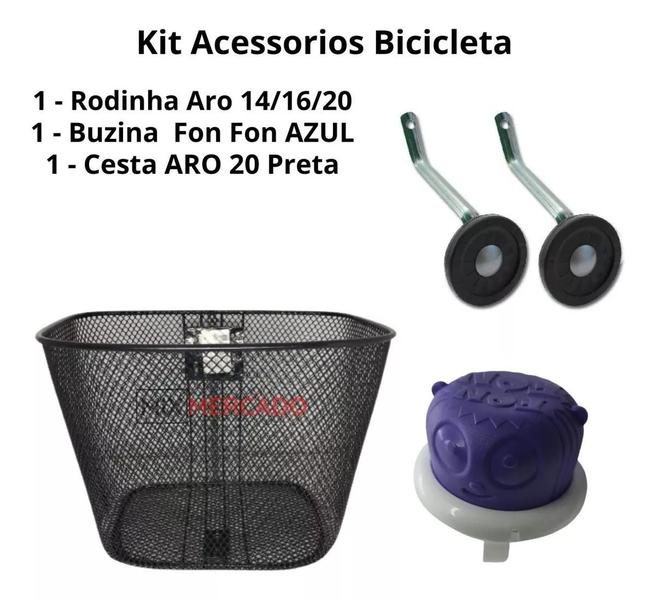 Imagem de Acessorios Bicicleta Infantil Buzina Rodinha Cestinha Aro 20