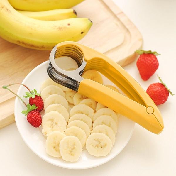 Imagem de Acessórios de cozinha Banana Slicer Frutas Legumes Fatiador de Salada Vegetal Peeler Ferramenta de cozimento para cozinha Fatiadores Manuais