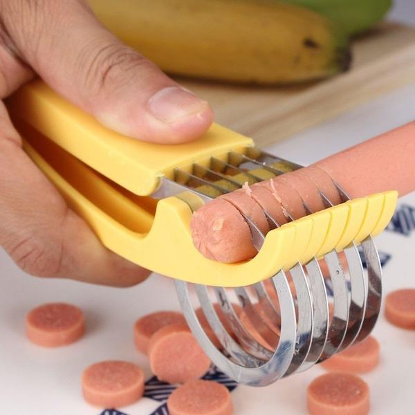 Imagem de Acessórios de cozinha Banana Slicer Frutas Legumes Fatiador de Salada Vegetal Peeler Ferramenta de cozimento para cozinha Fatiadores Manuais