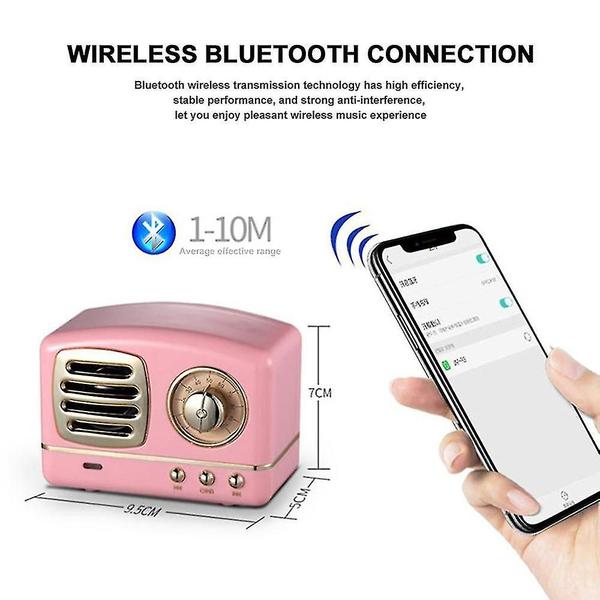 Imagem de Acessórios do receptor de áudio e vídeo alto-falante bluetooth portátil mini rádio retro sem fio cartão usb/tf alto-falantes do reprodutor de música rosa