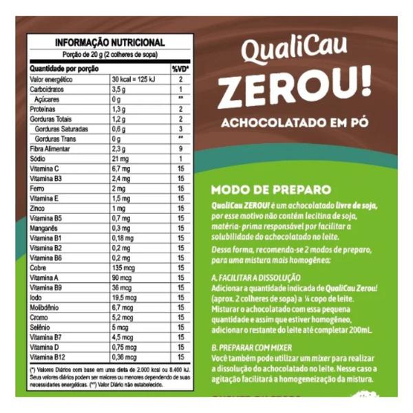 Imagem de Achocolatado em Pó Zerou 40% Cacau Qualicau 200g