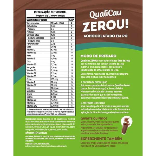 Imagem de Achocolatado em Pó Zerou Qualicau 200g (6 unidades)