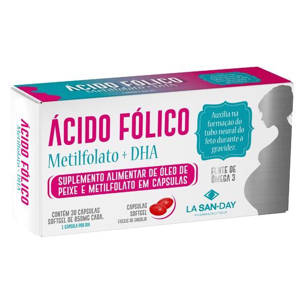 Imagem de Ácido Fólico Metilfolato + DHA (30 Cápsulas)