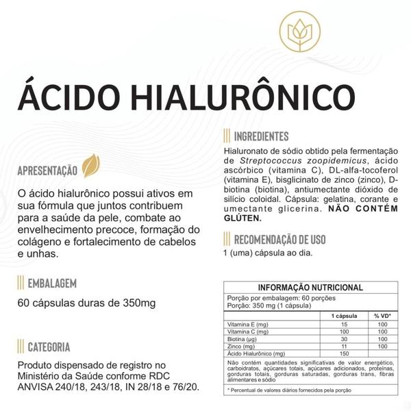 Imagem de Ácido Hialurônico Bio Multyflora 60 Cápsulas 350mg Suplemento Alimentar