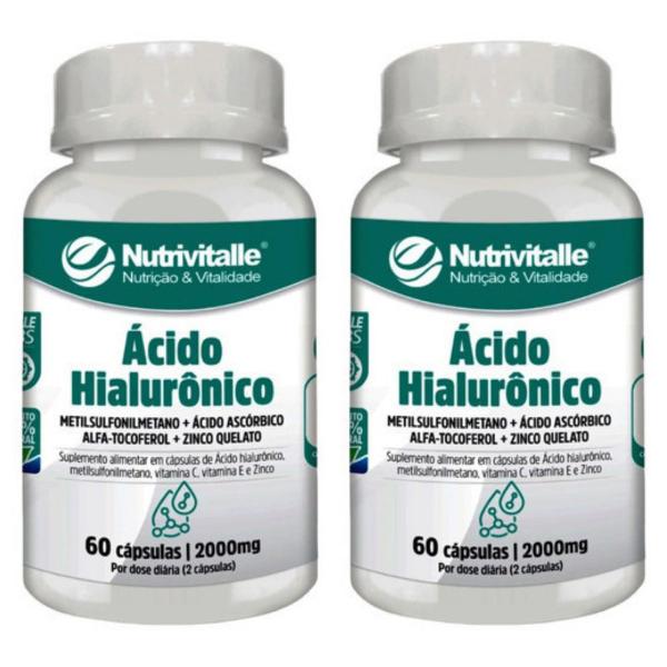 Imagem de Ácido Hialurônico + MSM + Vitamina C + Vitamina E + Zinco Nutrivitalle 60 Cápsulas