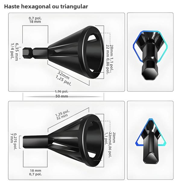 Imagem de Aço Inoxidável Cobre Rebarbação Chanfro Broca Hex Triângulo Seis Ranhuras Ferramenta De Corte De