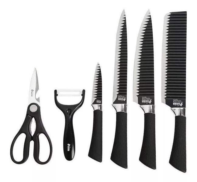 Aço inoxidável facas de cozinha conjunto ferramentas forjada faca de cozinha tesoura descascador de cerâmica chef slicer - FACAPRETA Imagem de Aço inoxidável facas de cozinha conjunto ferramentas forjada faca de cozinha tesoura descascador de cerâmica chef slicer