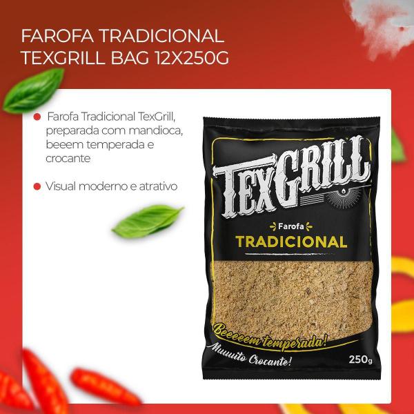 Acompanhamento de Churrasco Farofa Pronta Tradicional Texgrill Pacote 250g Imagem de Acompanhamento de Churrasco Farofa Pronta Tradicional Texgrill Pacote 250g