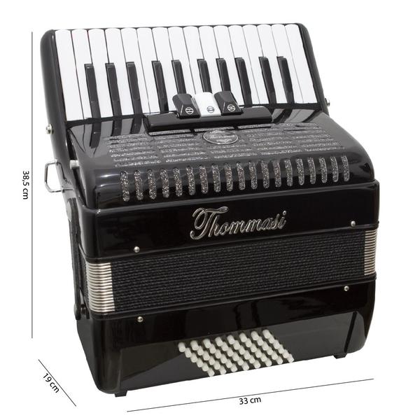 Imagem de Acordeon 48 Baixos 26 Teclas Ta 4803 Preto Thommasi F097