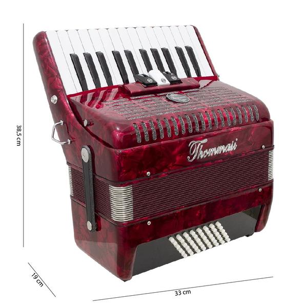 Imagem de Acordeon 48 Baixos 26 Teclas Ta 4803 Vermelho Thommasi