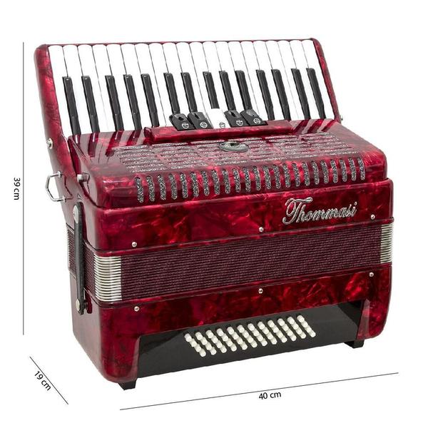 Imagem de Acordeon 48 Baixos 34 Teclas Ta 4805 Vermelho Thommasi