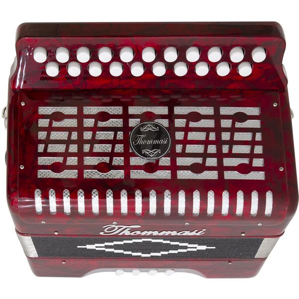 Imagem de Acordeon 8 Baixos 21 Botões TA 821BS Vermelho Thommasi