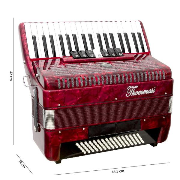 Imagem de Acordeon 80 Baixos 37 Teclas TA 8009 Vermelho Thommasi