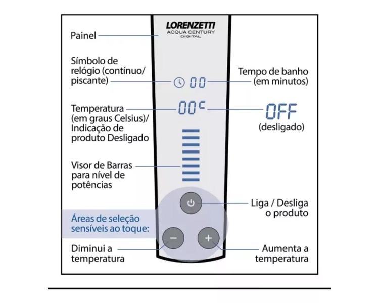 Imagem de Acqua Century Digital Branco Cromado 127V Lorenzetti