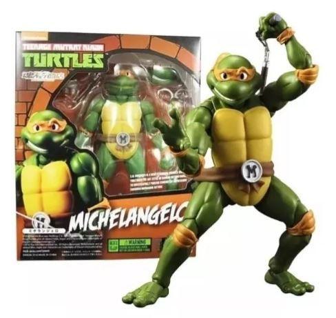 Imagem de Action figure tartarugas ninja - michelangelo c/acessórios 15 cm - bandai bootleg