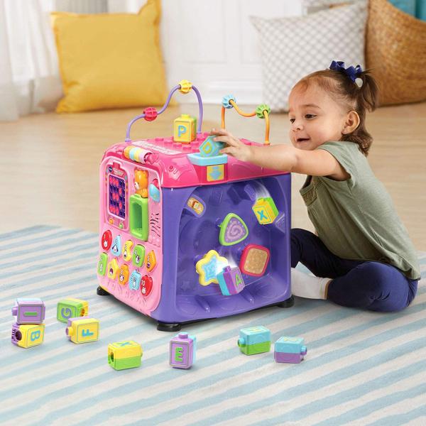 Imagem de Activity Cube VTech Ultimate Alphabet rosa com 13 blocos