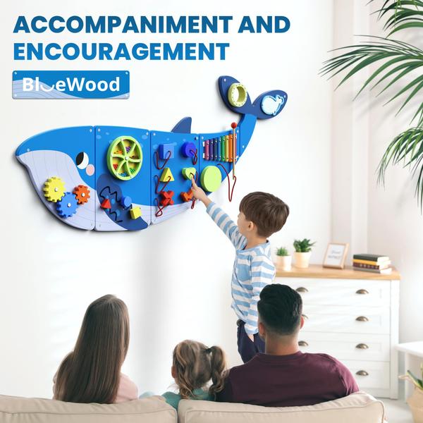 Imagem de Activity Wall Busy Board BlueWood Whale Toddler Learning