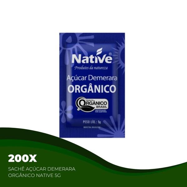 Imagem de Açúcar Demerara Ogânico 200 Sachês 5g  - Native